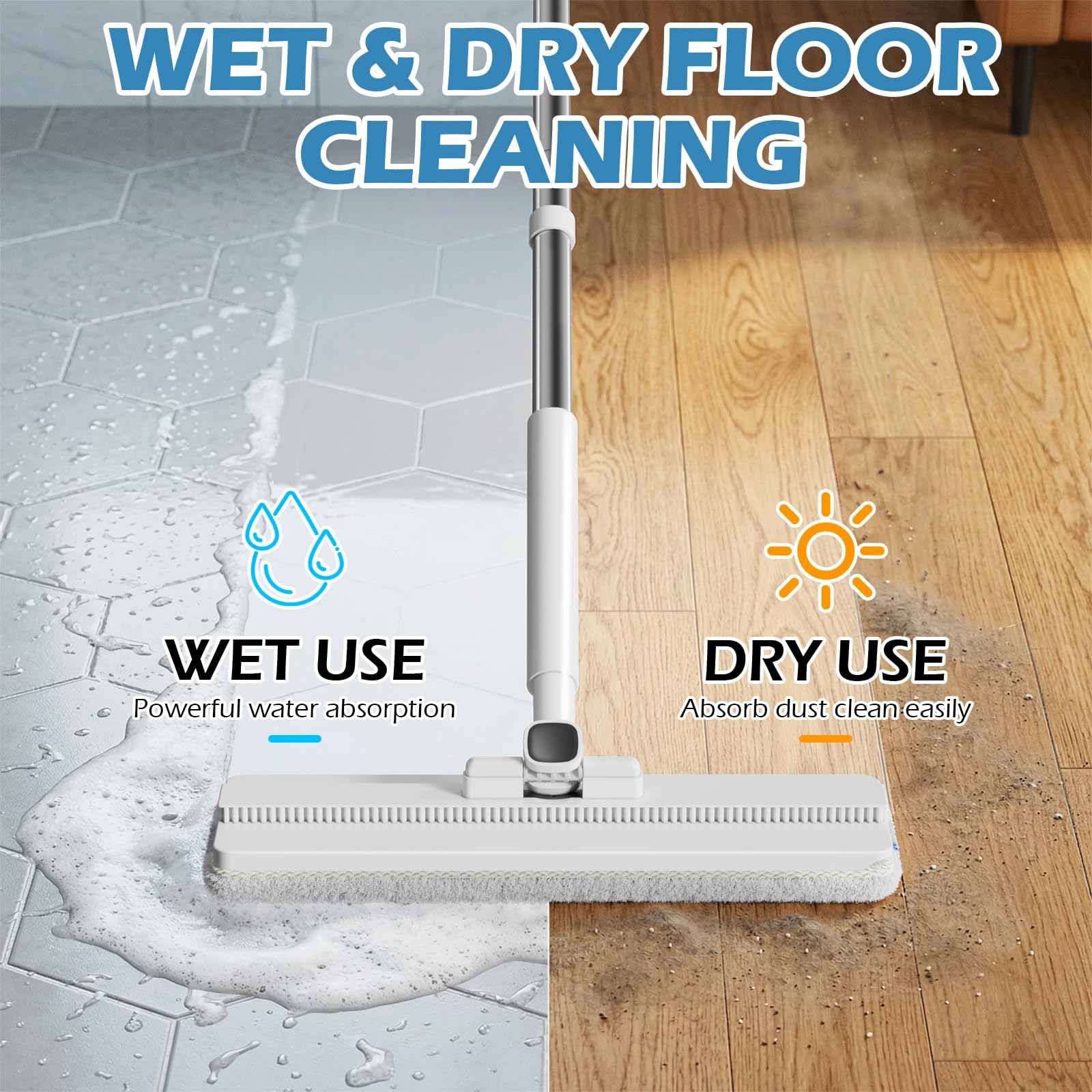 Midyb Mop and Bucket Set, 2026 Upgraded Flat Mop and Bucket System with 2 Pads, Mop Bucket with Wringer Set, Spray Cleaning, Auto Dirty Water Separation Keep Water Fresh, Mops for Floor Cleaning