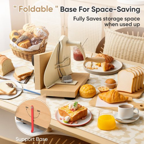 Manual Bread Slicer for Homemade Sourdough Bread, Hand Crank Bread Slicer With Scale Line, Suction Cup and Protective Cover, Adjustable Thickness
