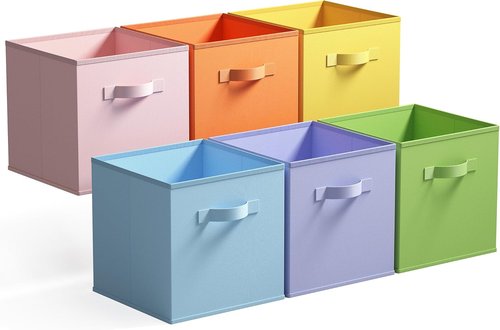 Granny Says 13-Inch Cube Storage Bins - Colorful Fabric Organizers for Kids' Rooms | 6-Pack