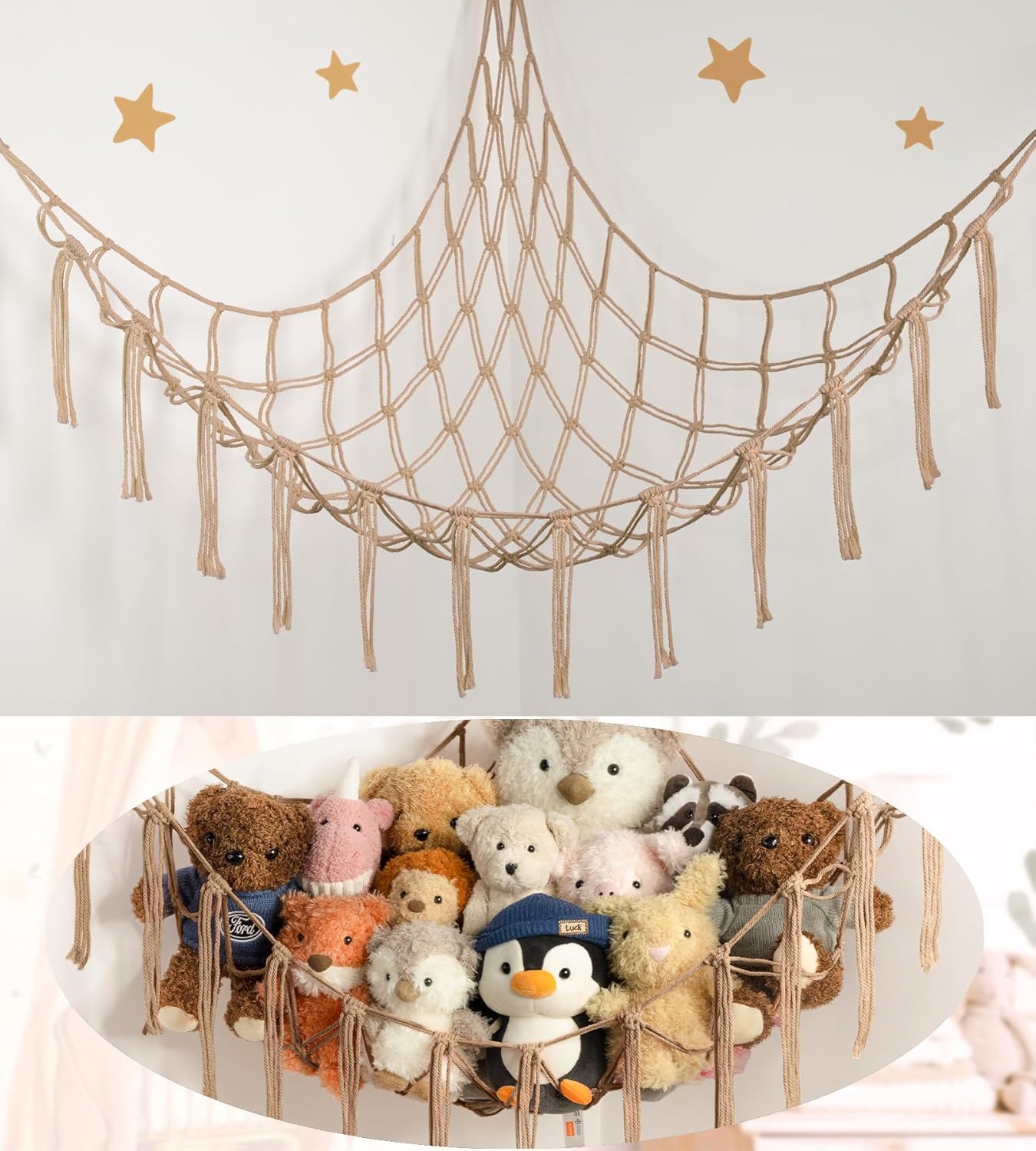 Skiennix Stuffed Animal Storage Hammock - Large Plush Toy Organizer for Kids' Room Decor | Nursery Essentials