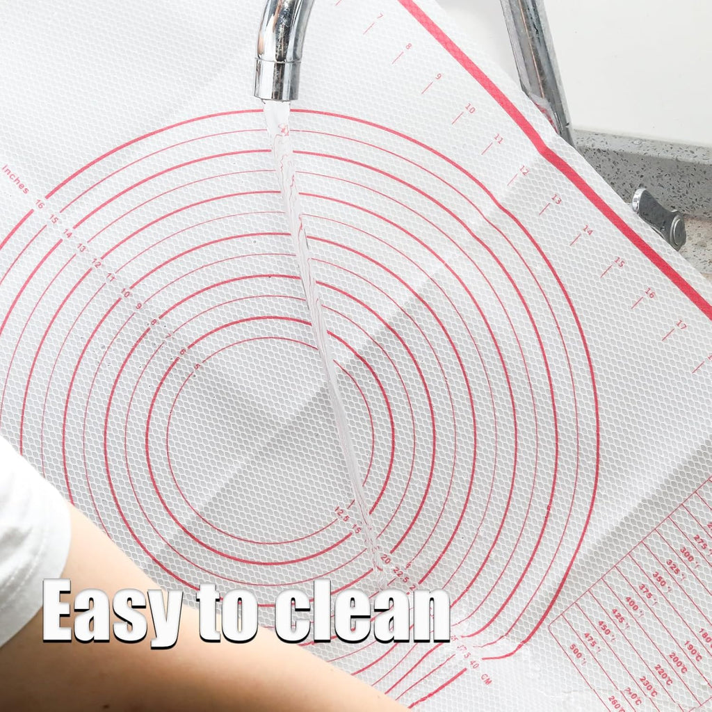Skiennix Silicone Pastry Mat - Extra Large 20" x 28" Non-Slip Baking Mat with Measurements | Reusable Dough Sheet for Pizza & Pie (White)