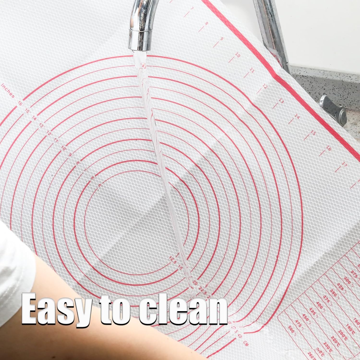Skiennix Silicone Pastry Mat - Extra Large 20" x 28" Non-Slip Baking Mat with Measurements | Reusable Dough Sheet for Pizza & Pie (White)