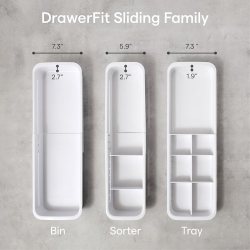 YouCopia DrawerFit Expandable Kitchen Drawer Organizer: Sliding Storage Tray for Utensils & Accessories in Deep Drawers, Expandable 15–23" wide, White Speckled BPA-free
