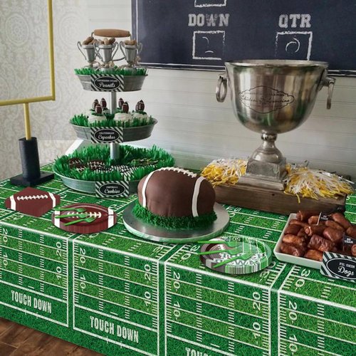 PIXHOTUL Football Party Supplies, Football Party Decorations with Football Plates, Napkins, Football Tablecloths, Forks for Football Birthday Party Tailgate Party Football Game Day, Serves 20