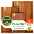 Riveira Walnut Cutting Board Set – Versatile And Durable: Set Of 3 Pcs Rectangular Wooden Cutting Board – Natural Wooden Cutting Boards For Kitchen – Complete Walnut Wooden Chopping Board