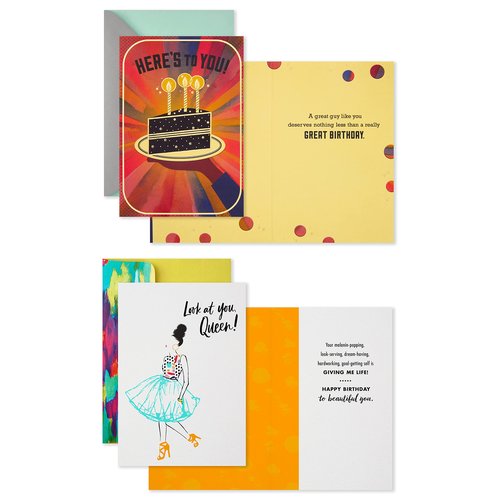 Hallmark Mahogany Birthday Cards Assortment, Here's to You (6 Cards with Envelopes)