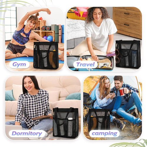 Famichan Portable Mesh Shower Caddy - Essential Travel Bag for College Students | Black