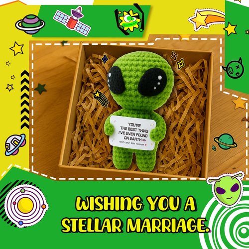 MAMAGIFTREE Funny for Men Women - Best Thing on Earth Emotional Support Alien Collectible - Romantic Birthday I Love You Gift for Boyfriend Girlfriend, Husband Wife, Unique Crochet Pocket Hug