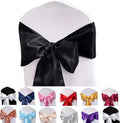 Skiennix Satin Chair Sashes - 12PCS Elegant Ribbon Ties for Weddings & Events | Black