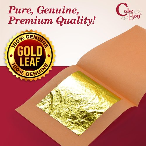 Edible Gold Leaf 24K by Cakebon - Cake Decorations, Loose Gold Leaf Sheets - 1.5 inches, 48 Sheets