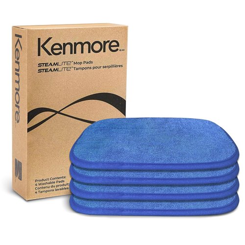 Kenmore KP1010 Steam Mop Textile Pads, 4 Washable Pads for Kenmore SM2050 2-in-1 Steam Mop Hard Floor Cleaner, Blue