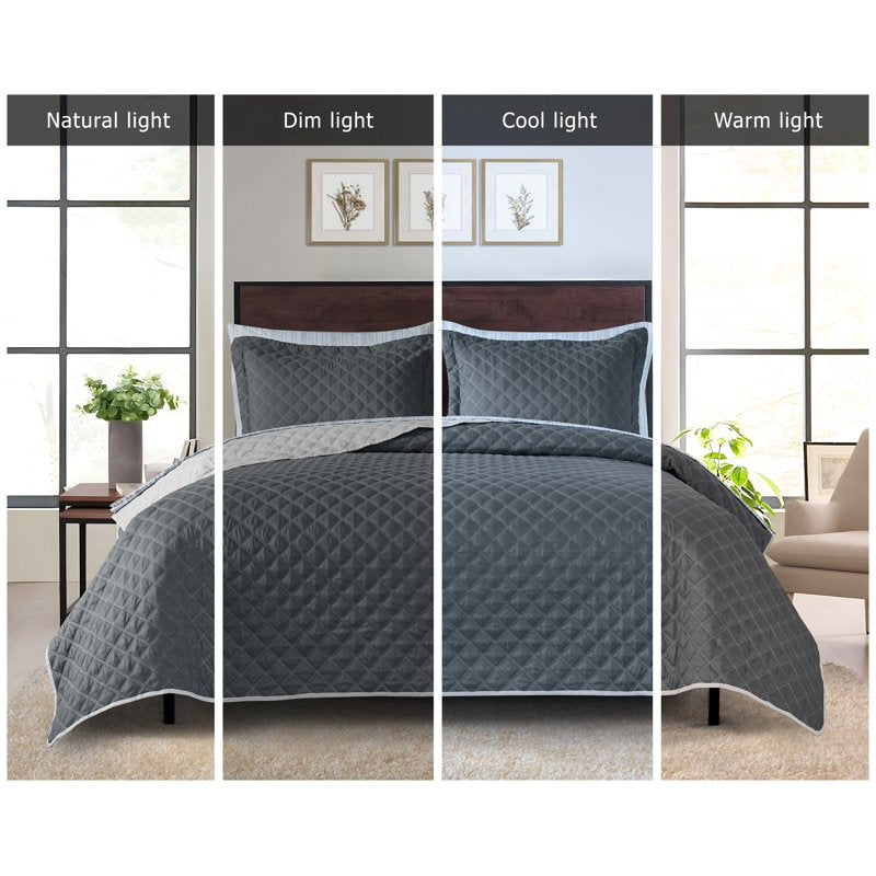 King All-in-One Lightweight Quilt and Sheet Set - Charcoal Gray