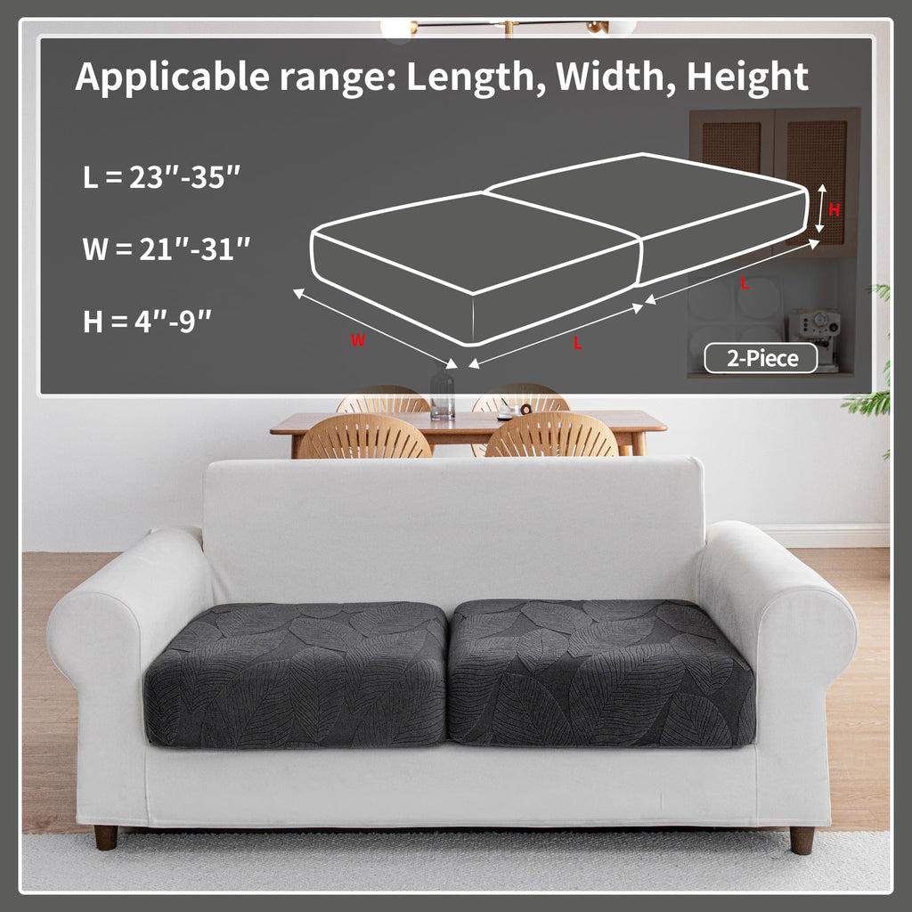 QIANMEW Couch Covers for Sectional Sofa, Washable Stretch Soft Sofa Cushion Covers L Shape Sofa Slipcovers Anti Slip Furniture Decor Protector for Pets (2 Seaters Covers,Dark Gray)
