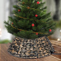 Mini 13.5 Inch Christmas Tree Collar, Woven Hyacinth Handmade 4-Piece Christmas Tree Collar with Prefabricated Opening, Suitable for Stairwells, Office Xmas Tree Base Decoration for Small Spaces