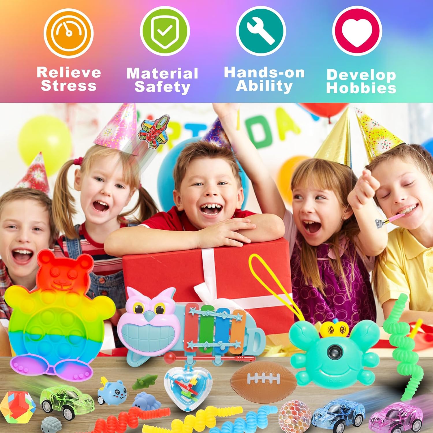 Skiennix Kids Party Favors - 1000 Pcs Fidget Toys Pack for Stress Relief | Ideal for Carnival & Classroom Prizes