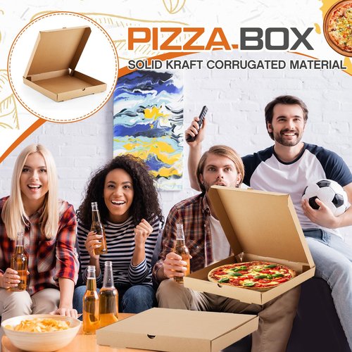 Fullhawl 10 Pcs Corrugated Pizza Boxes 18 x 18 Inches, Grease Resistant Kraft Takeout Containers Packing Boxes for Cake, Cookies, Food and Crafts