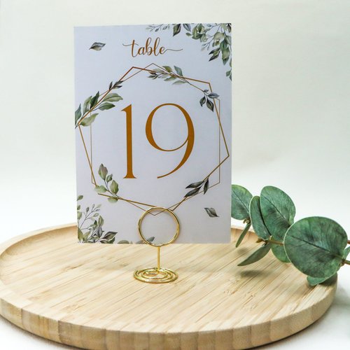 Wedding Table Numbers 1-20 for Wedding Reception with Gold Holders (Eucalyptus W/Gold Holder)