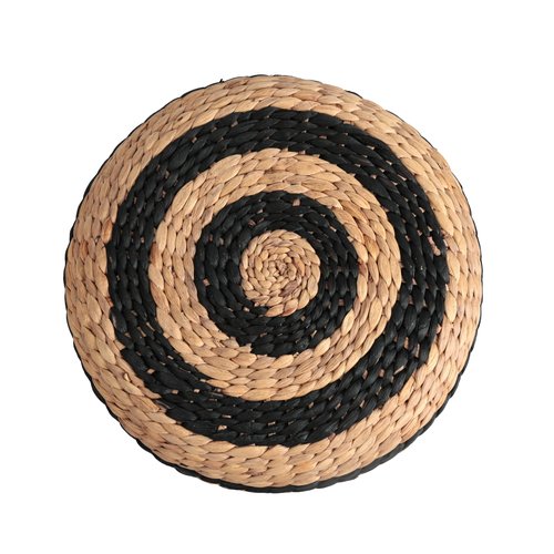 JONATHAN Y TBL2501A Aimee 15.7" Modern Minimalist Alternating Hand-Woven Hyacinth Ottoman for Living Room, Bedroom, Entryway, Foyer, Natural Seagrass Foot Stool, Handwoven Footrest, Natural/Black