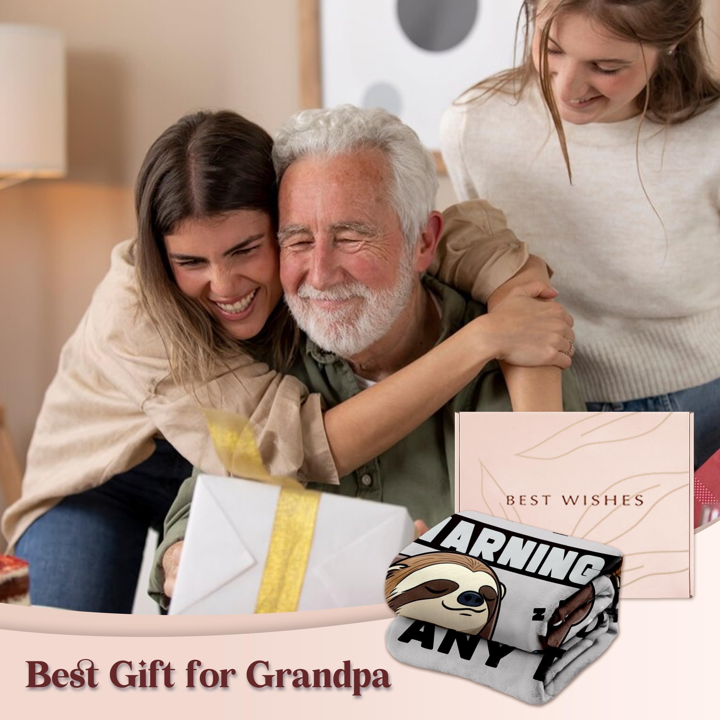 Grandpa Gifts, Fathers Day Birthday Gifts for Grandpa from Grandkids, 60"×50" Funny Flannel Blanket Gift for Granfather Birthday Valentines Fathers Day Christmas - Warning May Nap Suddenly at Any Time