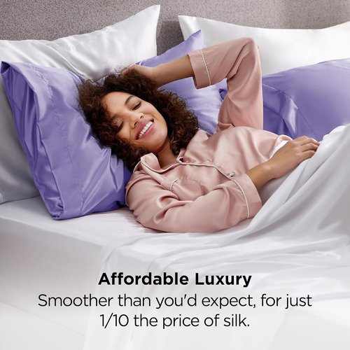 Bedsure Satin Pillowcase - Luxurious Lilac Silky Pillowcases for Hair & Skin | 20x30 Inches, 2-Pack