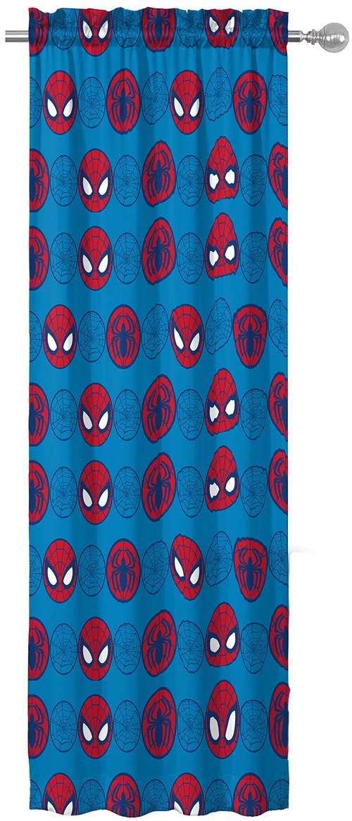 Jay Franco Kids Window Drapes - 4 Piece Curtain Set Includes 2 Tiebacks, Beautiful Bedding Room Décor and Easy Set Up, Blue - Super Hero Adventures, 63 Inch
