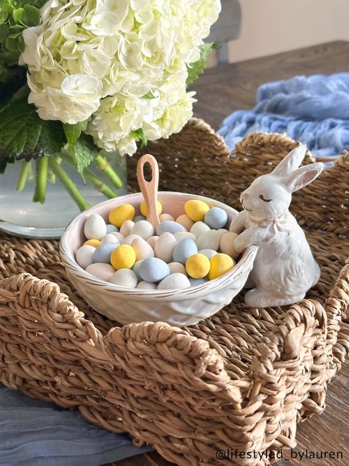 Mud Pie Nested Scallop Woven Trays Set; 21.63"X15.75"