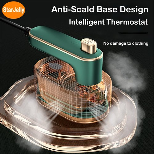 Portable Travel Steam Iron, 180° Foldable Handle, 3 Minutes Fast Heating, Anti-Hot Stand, Suitable for Most Fabrics (Silk/Wool/Polyester) and More. (02 Green)