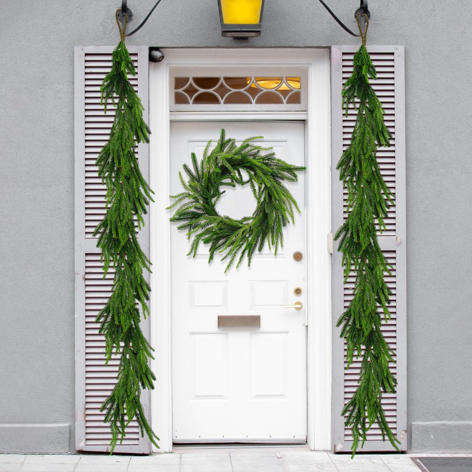 Tirdkid 2 Pack Christmas Garland Table Garland Real Touch Norfolk Pine Garland, 12ft Artificial Faux Greenery Garlands for Wedding Mantle Indoor Home Decor Xmas Holiday Seasonal