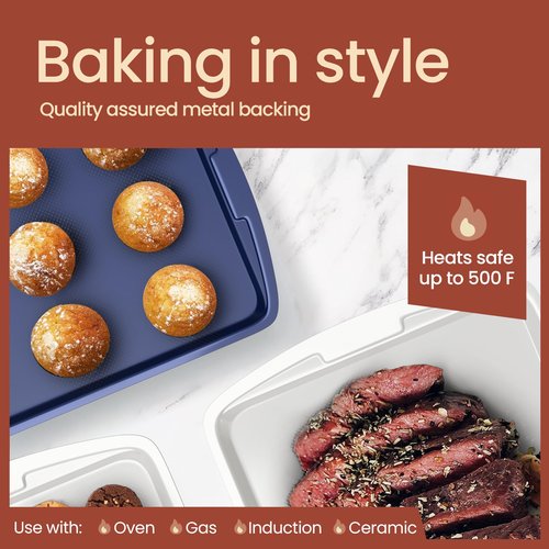 Royal Blue 10-Piece Bakeware Sets, Nonstick Carbon Steel Baking Sheet & Pans, Stackable Space-Saving Bakeware, Dishwasher Safe, Stain-resistant, PFOAPFOSPTFE Free, Oven Safe Up To 450°F (230°C)