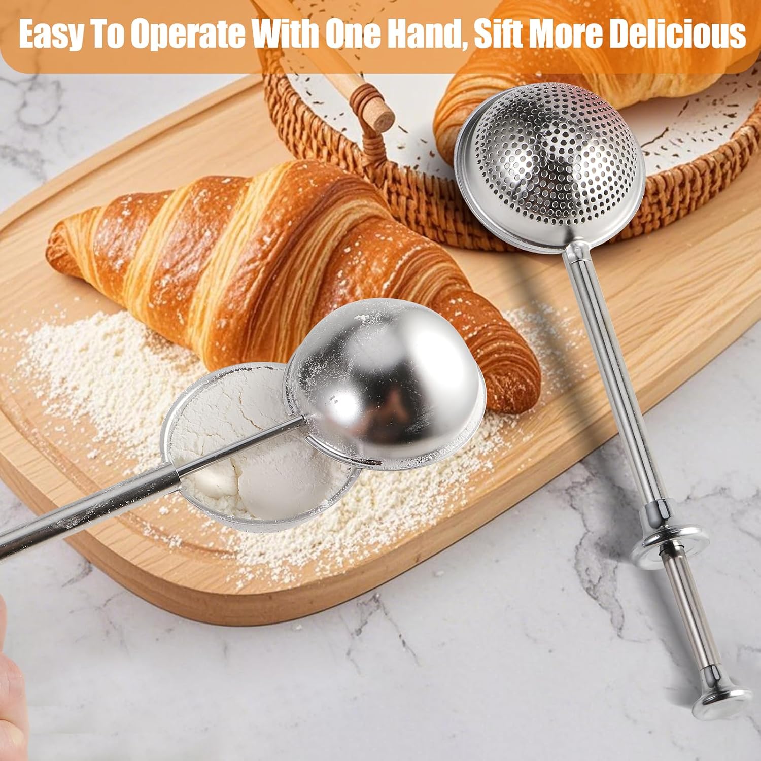 Skiennix Flour Duster - 304 Stainless Steel Baking Sifter & Powdered Sugar Shaker | 1 Piece