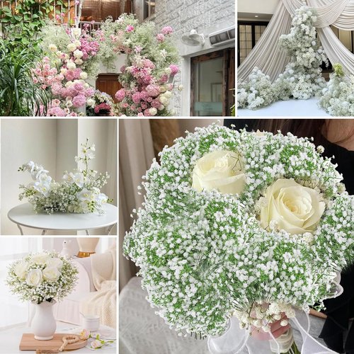 FUBODUN 120-Pcs Baby Breath Artificial Flowers Bulk，Artificial Babys Breath Flowers White Artificial Flowers Gypsophila Decoracion for Wedding Party Home Decoration (120-PCS)