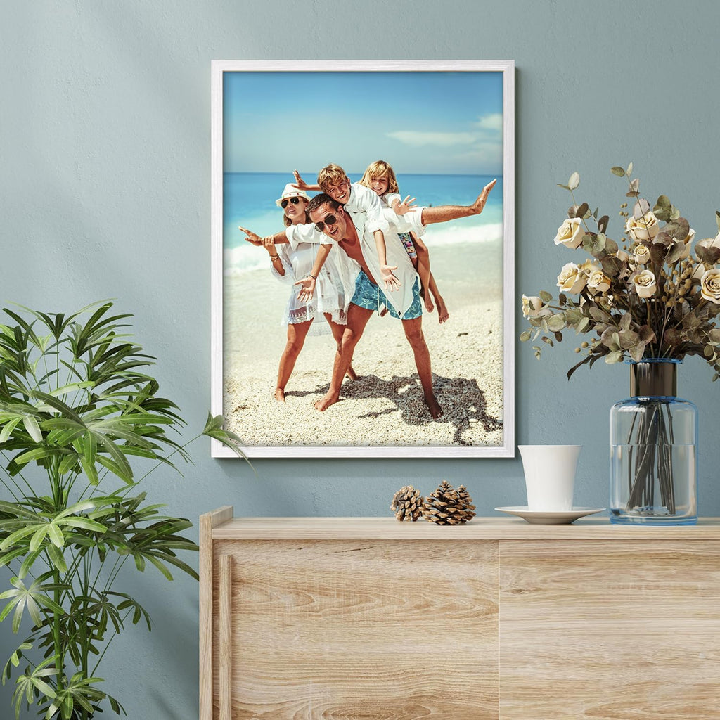 Wall26 Custom Framed Canvas Poster Art - Ready to Hang Home Decor for Living Room & Bedroom | 8"x10" White