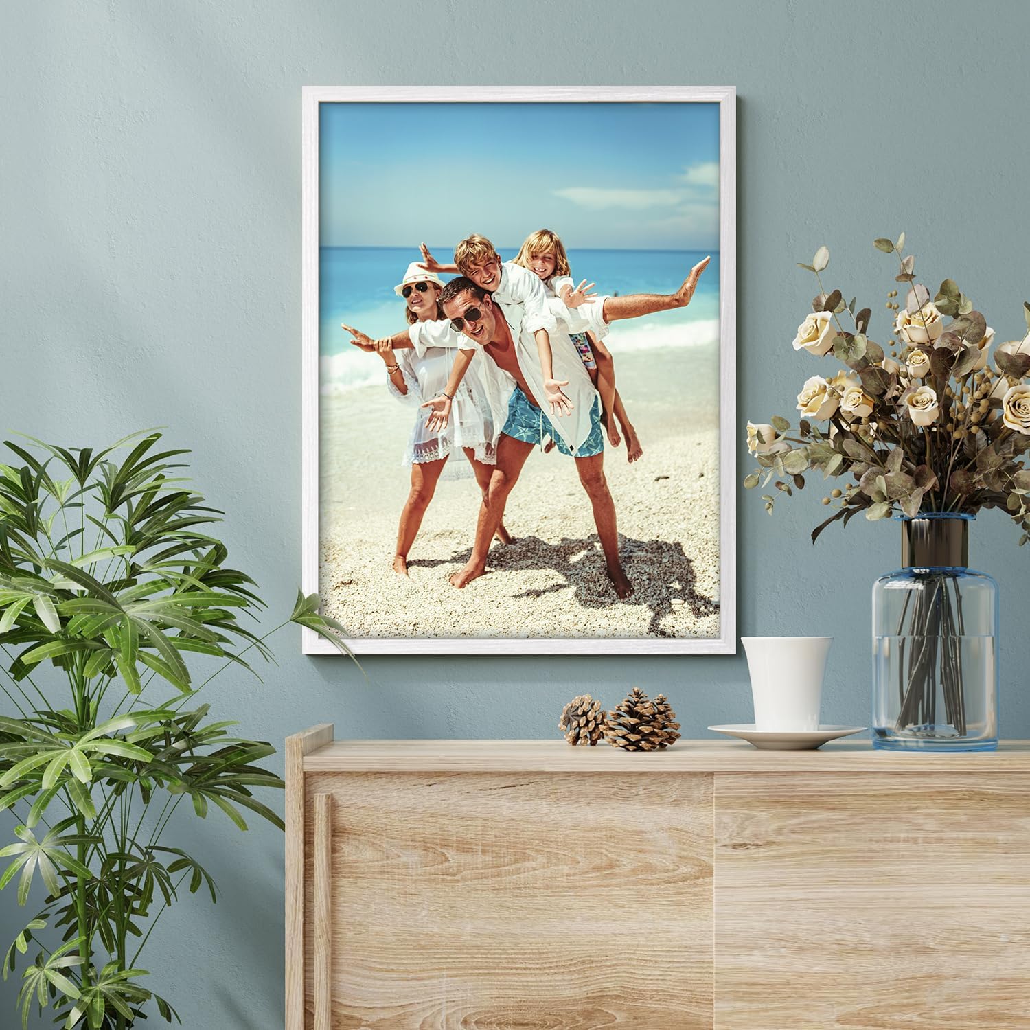Wall26 Custom Framed Canvas Poster Art - Ready to Hang Home Decor for Living Room & Bedroom | 8"x10" White