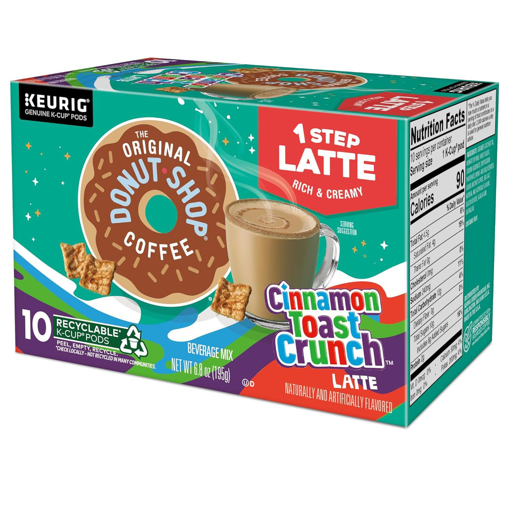 Original Donut Shop Cinnamon Toast Crunch Latte K-Cup Pods - One-Step Brewing, 60 Count (6 Packs of 10)