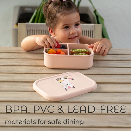 ASOMIC Silicone Bento Lunch Box for Toddlers & Kids, Leakproof & BPA-Free, 3 Compartments, Microwave & Dishwasher Safe, Ideal for Daycare, Preschool & Baby Meals (Crocodile)