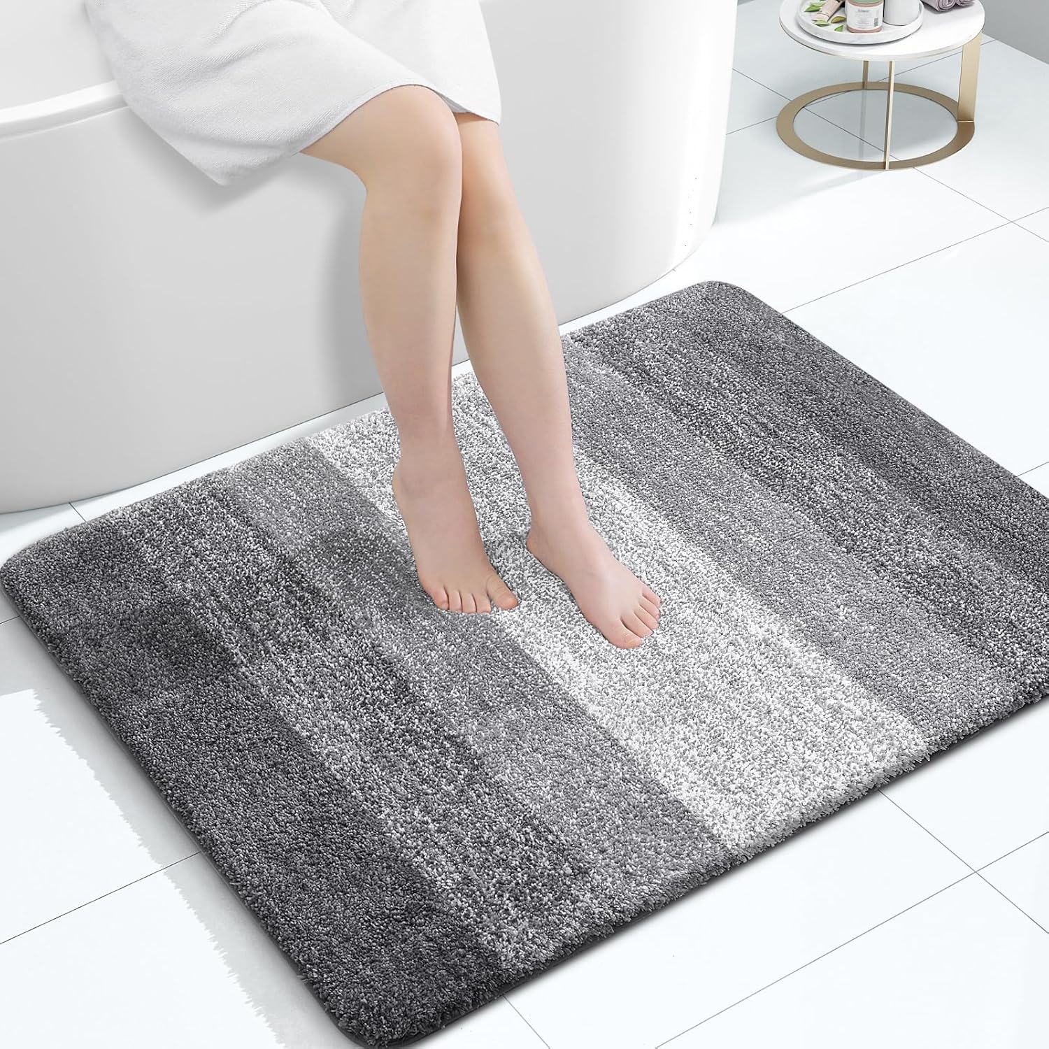 OLANLY Large Bathroom Rugs - Extra Soft Microfiber Mat 40x32 | Quick Dry, Machine Washable, Grey