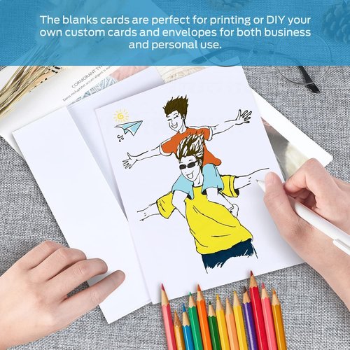 Ohuhu A7 5x7 Blank Brown Kraft Cards and Envelopes 100 Pack + A2 4.25 x 5.5 Blank White Cards and Envelopes 50 Pack