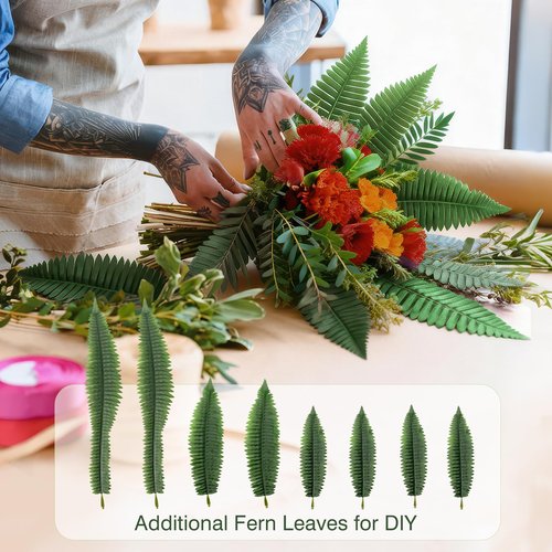 Fake Plants Artificial Boston Fern Bush - 2PCS 45Inch Fake Ferns with 55 Fronds, Large Hanging Faux Plants Decor, Faux Fern Vines Silk Greenery for Outdoor Indoor, Porch, Farms, Patio, Office