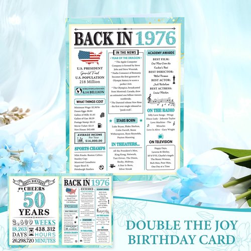 50th Birthday Gifts for Her 50 Year Old Gifts for Women Turning 50 and Fabulous Gift Ideas for Woman Cool 1976 Birthday Gift for Woman Happy 50th Bday Decorations Basket for Mom Daughter with Tumbler
