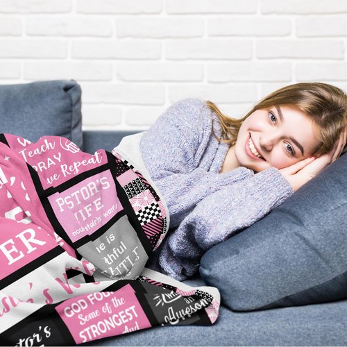 QOJUYO Pastor Wife Appreciation Gifts Blanket 60"x50", Pastor's Wife Christmas/Birthday/Appreciation Day Gifts