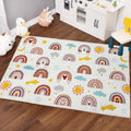 Mishareal Boho Rainbow Soft Kids Play Rug, Washable Foldable Baby Crawling Floor Mat, Non Slip Nursery Area Rug for Children Living Room Playroom Classroom Bathroom Bedroom Kids Room Decor