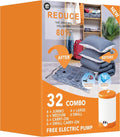 GONGSHI Vacuum Seal Bags - Space Saver for Clothing & Home Storage | 32 Combo with Pump