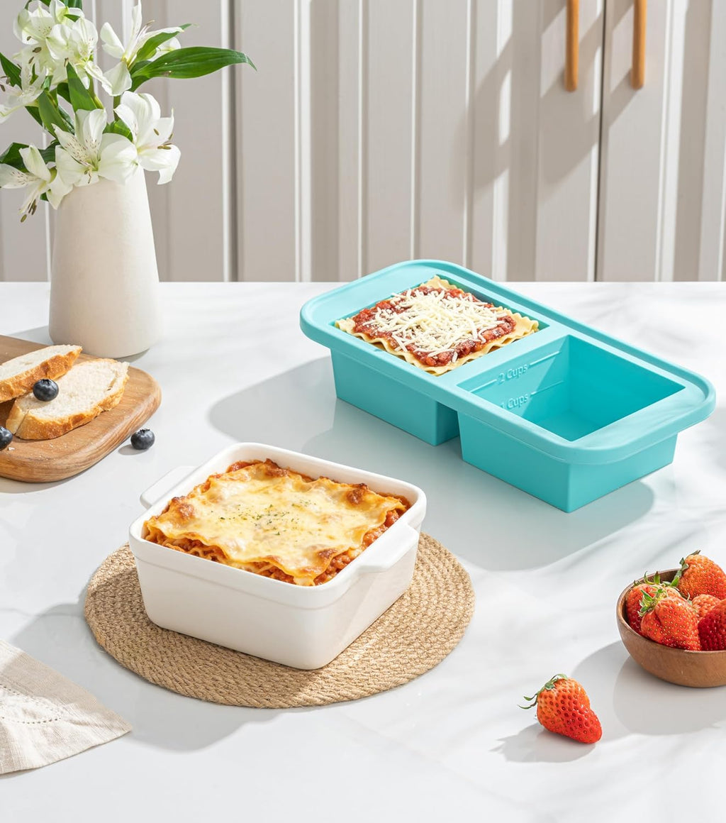 Regine Switzerland 5x5 Small Baking Dish - 28 Oz Ceramic Casserole with Handles | Oven & Microwave Safe, Set of 2