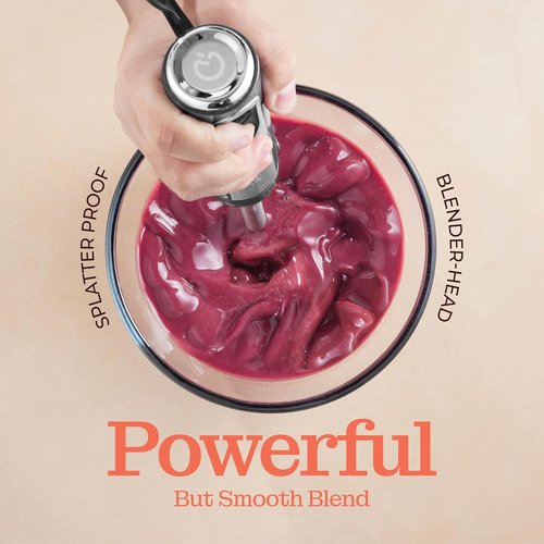 **Powerful Immersion Blender - 500 Watt Electric Hand Blender with Turbo Mode | Detachable Base for Smoothies, Soups, and Purees**