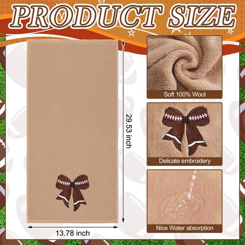 SmoothNovelty 3 Pcs Football Hand Towels for Bathroom Bow Embroidered Bathroom Towels Farmhouse Decorative 13.78 x 29.53 Inch Absorbent Soft Cotton for Kitchen Dish Fast Drying Decor