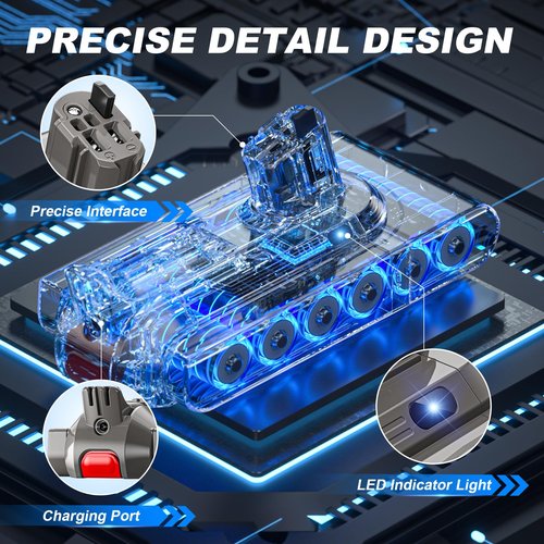 8000mAh V11 Battery Replacement Compatible with Dyson V15 Button Click in Installation Style Battery V11 Extra/Absolute/Animal/Outsize/V15/SV15/SV16 970425-01 Vacuum Cleaner (Not for Screw-in Models)