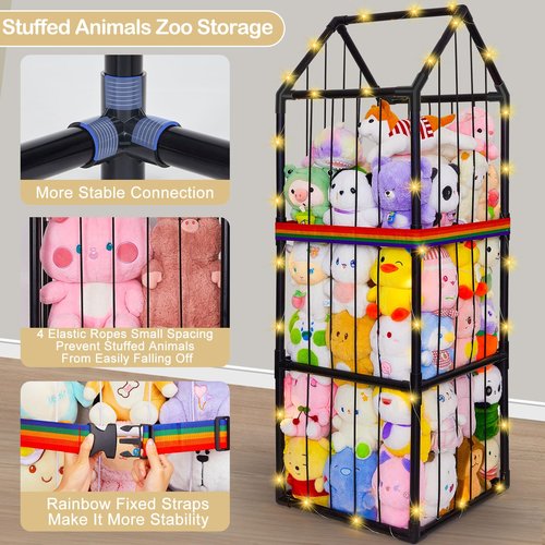 Stuffed Animals Storage Zoo Plushies Toy Storage Organizer Unicorn Castle PVC Stuffed Animals Holder Kids Toy Storage Playroom Nursery Storage Shelf