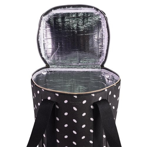kate spade new york Wine Picnic Cooler Bag, Insulated Bag for Picnics, 4-Bottle Wine Tote, Large Capacity Soft Cooler (Almond Dot)