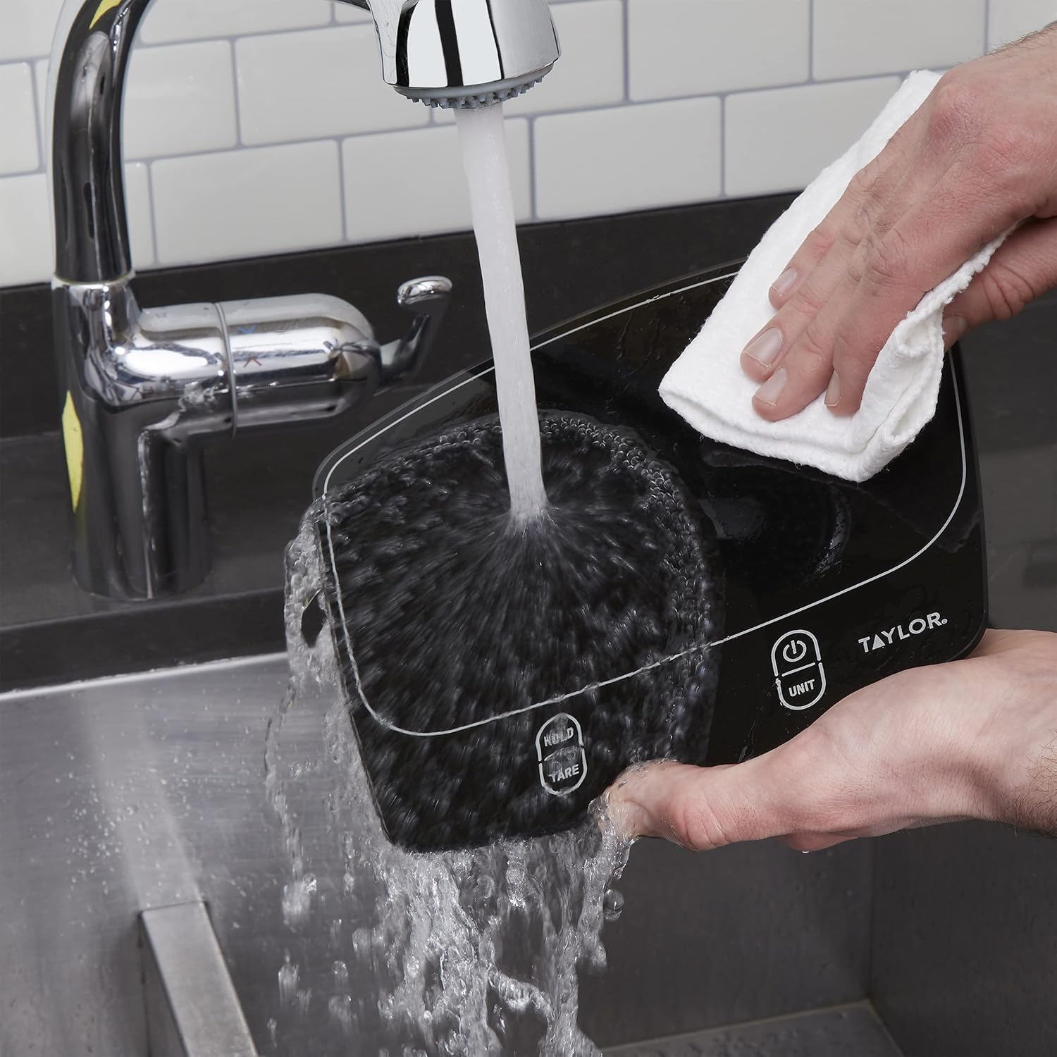 Taylor Waterproof Digital Kitchen Scale - Accurate Measurement Up to 11 Pounds | Sleek Black Design