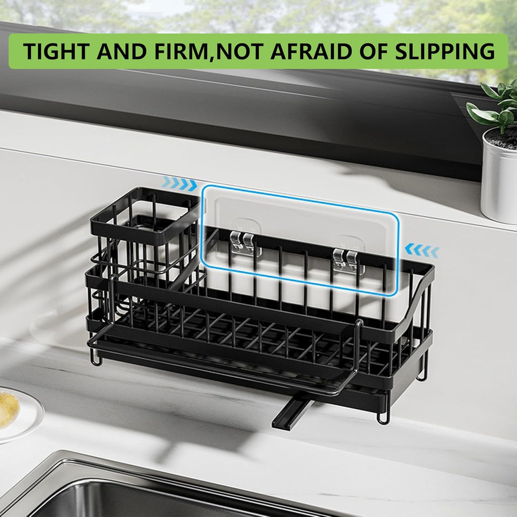 Skiennix Kitchen Sink Caddy Organizer - Rustproof Sponge Holder & Multi-Functional Soap Dispenser | Countertop Storage Solution